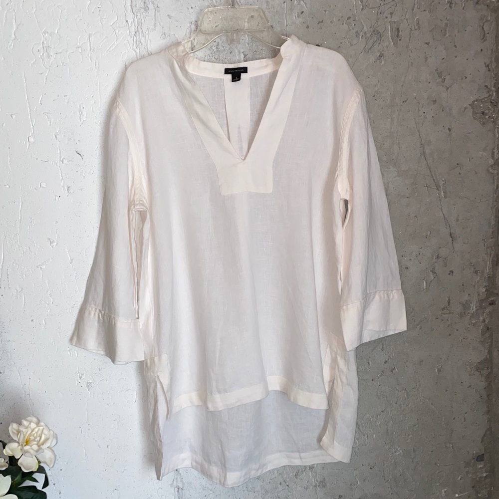 Ann Taylor Quarter Sleeve 100% Linen Blouse